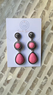 Pink stone earrings