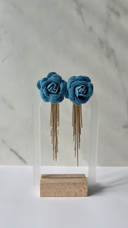 Denim Flower Earrings