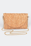 Straw Pom Flap Bag